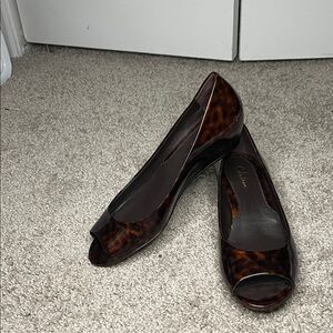 Cole Haan Nike Air Brown Tortoiseshell Peep-Toe Women's Shoes Size 6-1/2